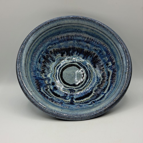 #230128 Bowl Blue Swirl 9.5x4.75 $18 at Hunter Wolff Gallery